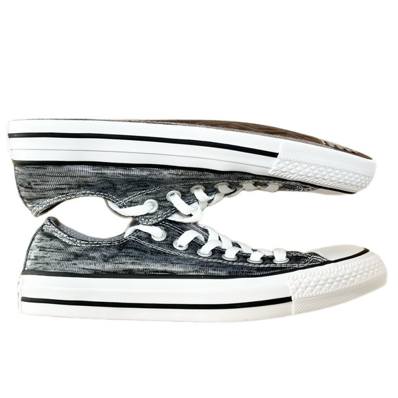 Converse All Star Metallic Grey Black White Sneakers - Size 6 1/2 - Picture 7 of 10
